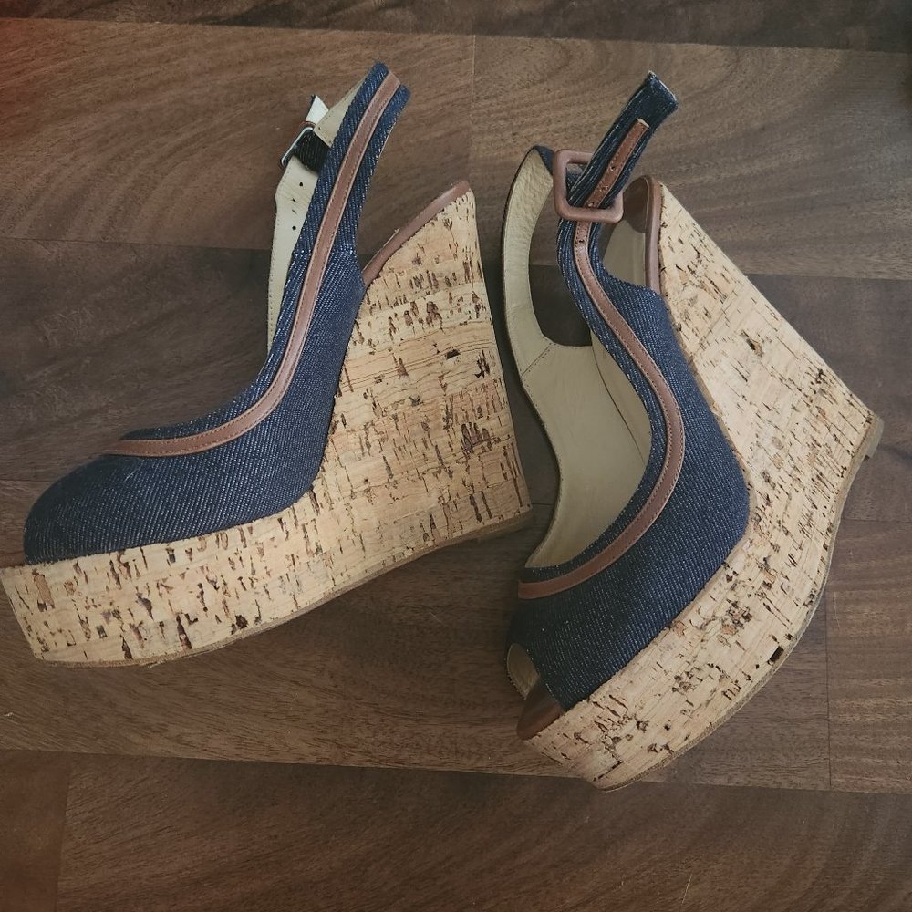 Denim Platform Wedges